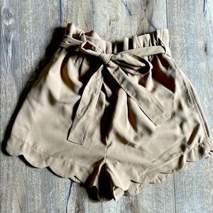 Blue ivy Tan High Waist Paperbag Shorts